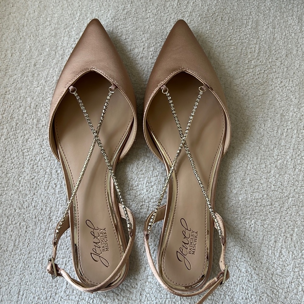 Jewel Badgley Mischka Rose Gold Flats
